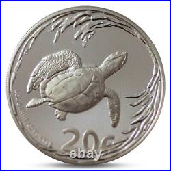 South Africa 20 Cent Turtle Tartaruga Tortoise Silver 2013 Proof