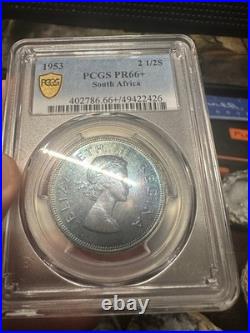 South Africa 2 1/2 Shillings 1953 PCGS MS 66+ Toned