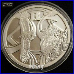 South Africa, 2 Rands 2005, Three Vultures, Silver, Proof, Very Scarce