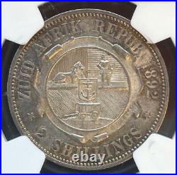 South Africa 2 Shillings 1892 Km#6 Ngc Ms 61
