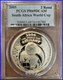 South Africa 2 rand Football World Cup in Germany 1oz + silver PCGS PR 69