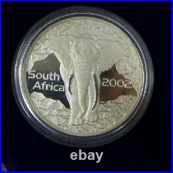 South Africa 4-Coin 2002 Silver Elephant Set in Box (NO Gold Coin) withCOA