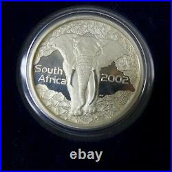 South Africa 4-Coin 2002 Silver Elephant Set in Box (NO Gold Coin) withCOA