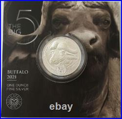 South Africa 5 Rand 2021 Big Five I Cape Buffalo 1 Oz Silver