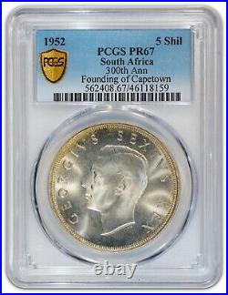 South Africa 5 Shillings 1952 Silver (pcgs Pr67) Scarce & High-end Proof
