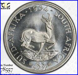 South Africa 5 Shillings 1954 PCGS PL66