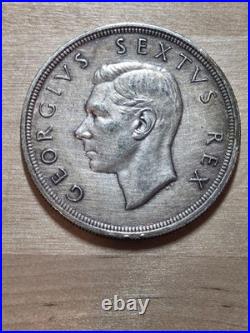 South Africa 5 Shillings coin 1948. KM# 40.1, 0.800 Silver. Springbok. George VI