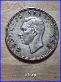 South Africa 5 Shillings coin 1948. KM# 40.1, 0.800 Silver. Springbok. George VI