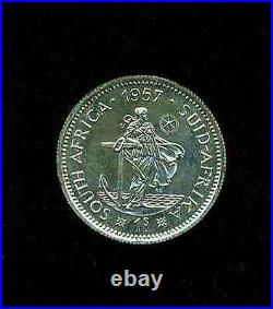 South Africa Elizabeth II 1957 1 Shilling Silver Proof Coin