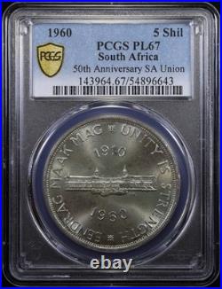 South Africa Elizabeth II Silver 5 Shillings 1960 NGC PL67 Prooflike Union