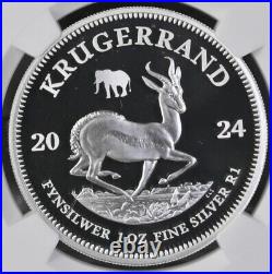South Africa Krugerrand 1oz Fine Silver Elephant Privy 2024 Proof 70 NGC