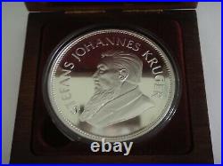 South Africa Krugerrand 5 troy oz Silver Coin 20th Anniv. Wood Box 1967-1987