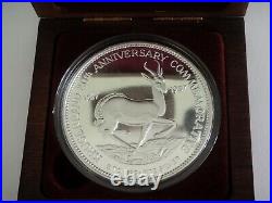 South Africa Krugerrand 5 troy oz Silver Coin 20th Anniv. Wood Box 1967-1987