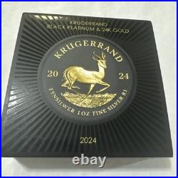 South Africa Krugerrand Black Platinum & 24K Gold 1 oz Silver 500 Produced