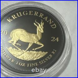South Africa Krugerrand Black Platinum & 24K Gold 1 oz Silver 500 Produced