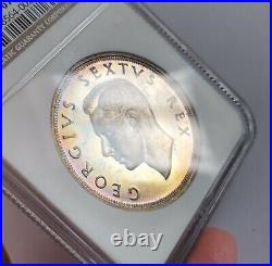 South Africa PROOF 5 Shillings 1952 Capetown Silver Coin Rainbow Toned PF 67 NGC