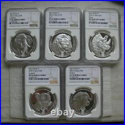 South Africa R5 2021-2023 Silver Proof Coin Big5 Series II Complete ALL NGC PF70