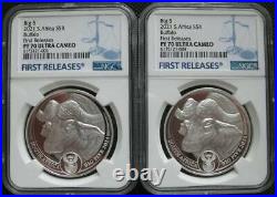 South Africa R5 2021 Silver Proof 1Oz Two Coin Big5 Series Buffalo NGC PF70 FR
