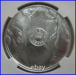 South Africa R5 2022 Silver 1Oz BU Coin Big5 Rhino NGC MS70