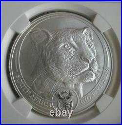 South Africa R5 2023 Silver 1oz Coin Big5 Leopard NGC MS70