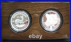 South Africa R5 2023 Silver Proof 1OZ Two Coins Set Leopard Krugerrand Privy