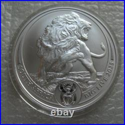 South Africa R5 2025 Silver BU 1Oz Coin Big5 Series III Lion Mint Packaging