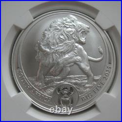 South Africa R5 2025 Silver BU 1Oz Coin Big5 Series III Lion NGC MS70