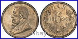 South Africa Republic ZAR PAUL KRUGER 1896 6 Pence 6D KM-4 PCGS MS63
