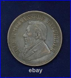 South Africa Republik 1895 2 1/2 Shillings Silver Coin, Vf
