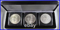 South Africa Set of 2x 5 Shillings + 50 Cents Silver Coins capsuled w Case 269
