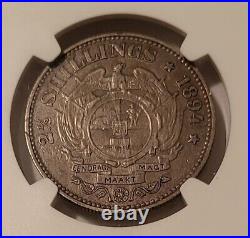 South Africa Silver 1894 Silver 2 1/2 Shillings AU50 NGC