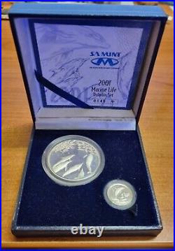 South Africa Silver 2001 DOLPHIN Combination Set Marine Life Series Coa
