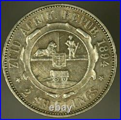 South Africa Silver 2 Shillings 1894 XF A1504