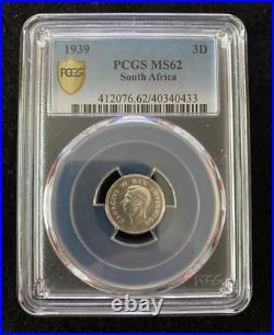 South Africa Silver 3 Pence 1939 PCGS MS62
