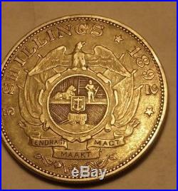 South Africa Silver 5 Shilling 1892 Double Shaft Zuid Afrikaansche Republiek