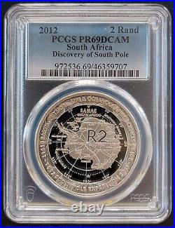 South Africa Silver Proof 2 Rand Coin 2012 Year Km#561 Pole Pcgs Pr69 Top