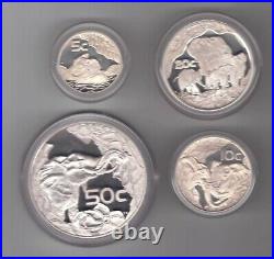 South Africa Silver Proof 4 Dif Coins Set 5 50 Cents 2002 Year Elephant Ps200