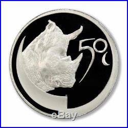 South Africa Wildlife Series Proof Set The Rhino 2003 4 Silver Coins Mint Box &