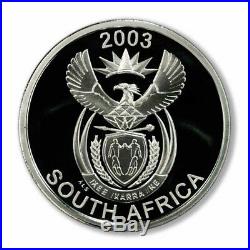 South Africa Wildlife Series Proof Set The Rhino 2003 4 Silver Coins Mint Box &