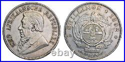 South Africa, Z. A. R, silver 5 shillings (crown), 1892, single shaft, Kruger
