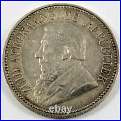 South Africa Zar British 1894 2 1/2 Shillings Kruger 925 Silver Coin. 4205 Oz