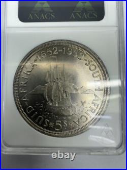South Africa silver 1952 Capetown founding 300th year Silver Coin 5S ANACS MS63