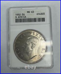 South Africa silver 1952 Capetown founding 300th year Silver Coin 5S ANACS MS63