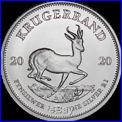 South African Krugerrand 1 oz Silver Sealed Mint Tube 2020.999 Fine BU Coins
