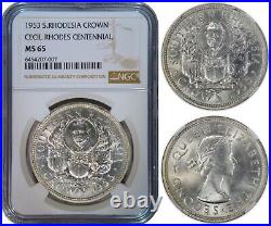 Southern Rhodesia Crown 1953 Silver (ngc Ms65) Premium Quality