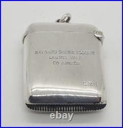 Sterling Silver Enamel Vesta Case South Africa Medal Ribbon A & J Zimmerman 1905