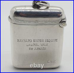 Sterling Silver Enamel Vesta Case South Africa Medal Ribbon A & J Zimmerman 1905