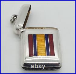 Sterling Silver Enamel Vesta Case South Africa Medal Ribbon A & J Zimmerman 1905