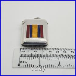 Sterling Silver Enamel Vesta Case South Africa Medal Ribbon A & J Zimmerman 1905