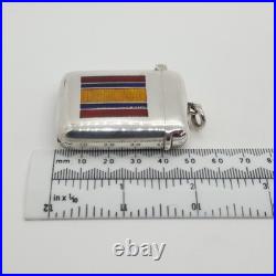 Sterling Silver Enamel Vesta Case South Africa Medal Ribbon A & J Zimmerman 1905